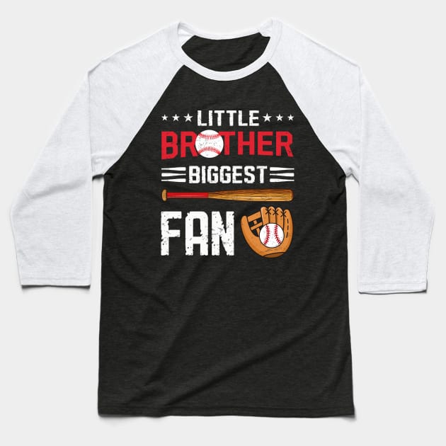 Little Brother Biggest Fan Baseball Family Bro Kids For Boys Baseball T-Shirt by sufian